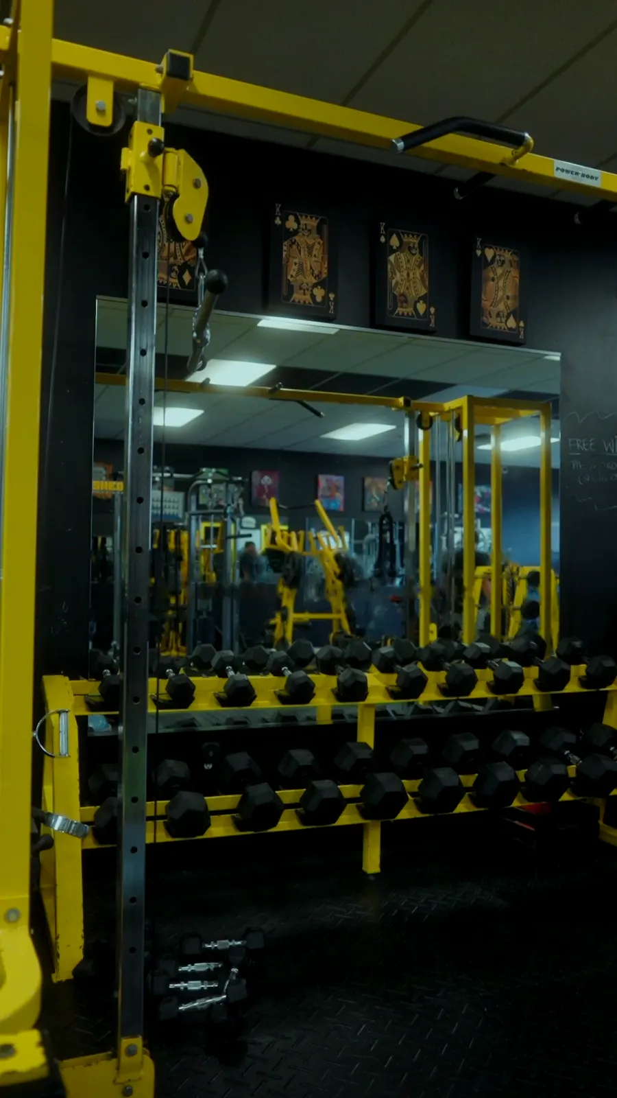 Power racks and dumbbells